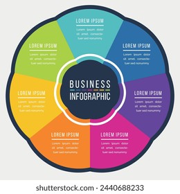 7 Steps infographic circle design template for business information 7 objects
