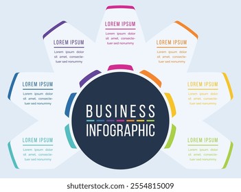 7 Steps Infographic design 7 steps, objects, elements or Options infographic business information template