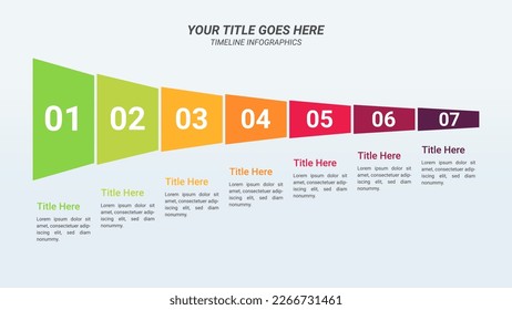 7 Steps Infographic Design Template and Business Icon. Infographic with 7 Options for Presentations, Finance Reports, Web Design, and Yearly Reports.