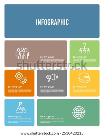 7 Steps infographic poster or brochure template design. Business Presentation, Banner, Marketing and Strategy. Vector illustration.