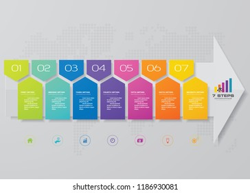 7 steps infographics element arrow template chart.
