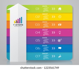 7 steps Infographics element arrow template chart for presentation.	