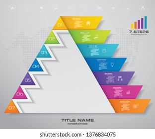 7 steps pyramid with free space for text on each level. infographics, presentations or advertising. EPS10.	