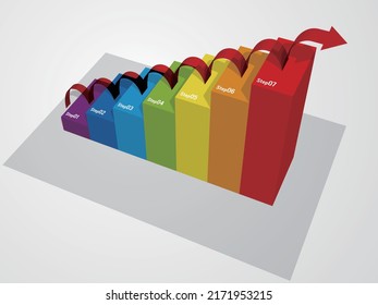 7 Steps Rainbow Infographic Vector Illustration