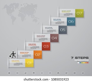 
7 Steps Staircase Infographic Element For Presentation. EPS 10.