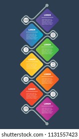 7 Steps Vertical Infographic Template or Business presentation Concept with Icons. Vector Illustration.
