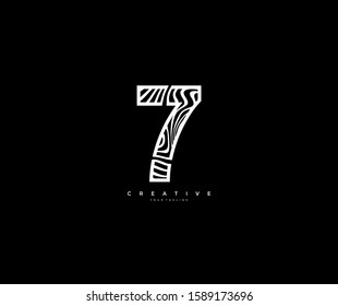 7 stripes wave letter logo design