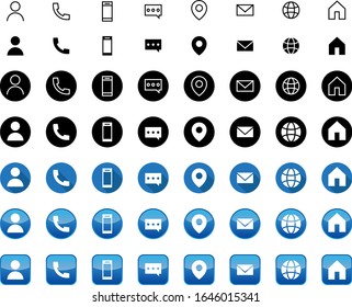 7 Estilo Información de contacto Icono en formato vector , todos son 56 iconos. Iconos para negocios, gestión, finanzas, estrategia, planificación, análisis, banca, comunicación, red social. - Vector.