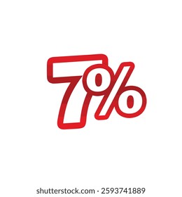 7% symbol to be used in discount, campaign and sale designs on a white background. vector