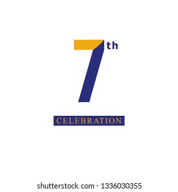 7 th Anniversary Celebration Orange Blue Vector Template Design Illustration