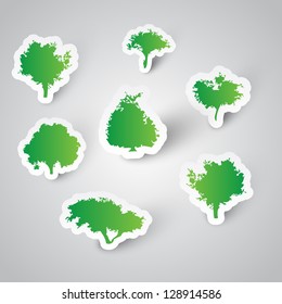 7 trees made of stickers
