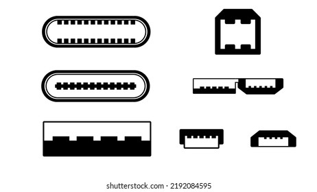 7 USB common USB icon with black and white.