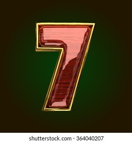 7 vector golden number with red wood