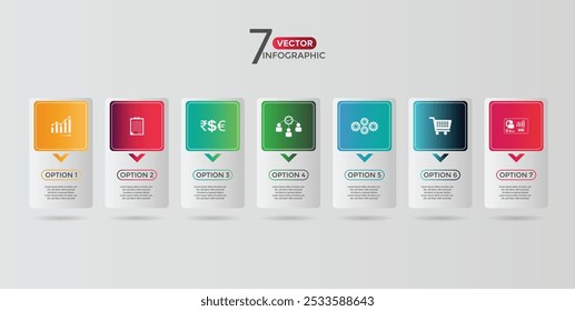 7 Vector illustration Infographic design template with icons and 7 options or steps. Can be used for presentations, layout, banner, infographic, process etc.