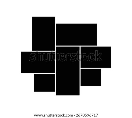 7 Vector photo collage. Grid collage template for picture album presentation. Mosaic pattern for background and picture.
