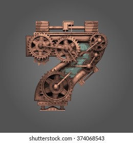 7 vector rusted letter with gears