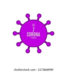 Símbolo de signo vectorial del 7% en forma de ilustración de virus, sello de diagnóstico de brote de corona, aislado en fondo blanco