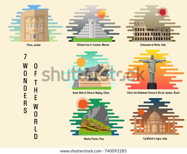 7 Wonders World Stock Vector (Royalty Free) 740092285 | Shutterstock