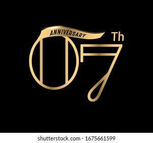 7 year anniversary celebration. Anniversary classic elegance golden color isolated on black background, vector design for celebration, invitation card, and greeting card-01