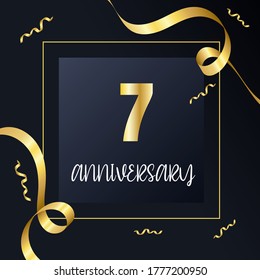 Celebración de 7 años, diseño vectorial para celebraciones, tarjetas de invitación y tarjetas de felicitación