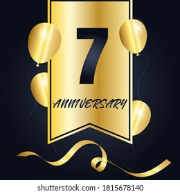 Celebración de 7 años, diseño vectorial para celebraciones, tarjetas de invitación y tarjetas de felicitación