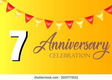 Celebración de 7 años, diseño vectorial para celebraciones, tarjetas de invitación y tarjetas de felicitación