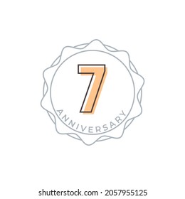 7 Year Anniversary Celebration Vector Badge. Happy Anniversary Greeting Celebrates Template Design Illustration