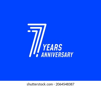 7 year anniversary logo design. Simple line number for celebration. Minimalist digital stripe