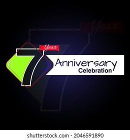 7 year Anniversary logotype design, Celebrating Anniversary Colorful Logo for celebration event, invitation, greeting, web template