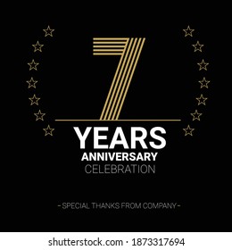 7 year anniversary vector icon, logo. Graphic design element with number and text composition for 7th anniversary.