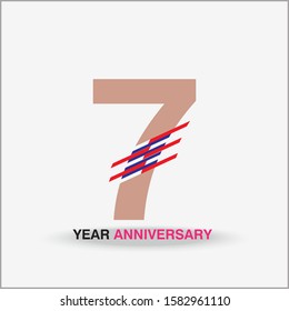 7 Year Anniversary Vector Template Design Illustration