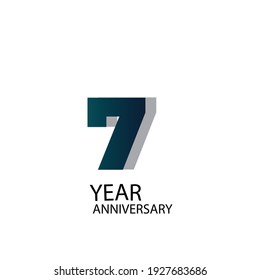 7 Year Anniversary Vector Template Design Illustration Blue Elegant White Background