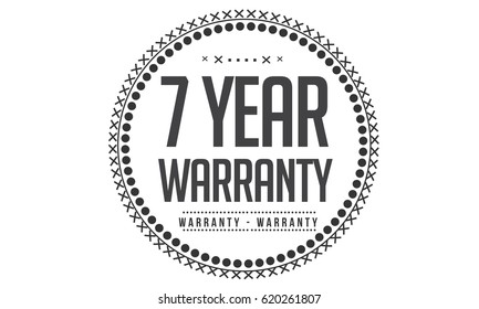 7 year warranty icon, black vector illustration on white background