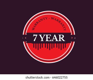 7 year warranty icon vector vintage grunge guarantee background