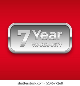 7 Year Warranty Vector Badge, Silver