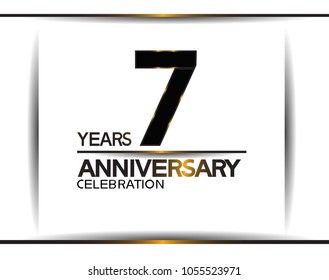 7 years anniversary black color simple design isolated on white background for celebration