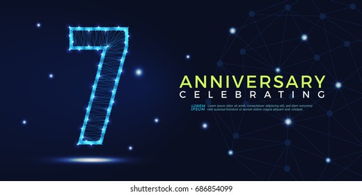 7 years anniversary celebrating numbers vector abstract polygonal silhouette. 7th anniversary concept. vector illustration