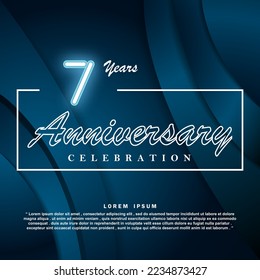 7 years anniversary celebration 3d vector template design illustration