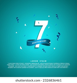 7 Years anniversary celebration 3d vector template design illustration