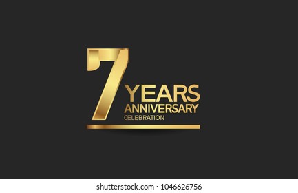 7 years anniversary celebration with elegant golden color isolated on black background