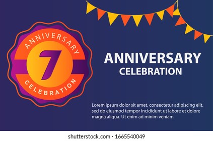 7 years anniversary celebration logo vector template design illustration