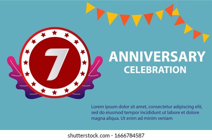 7 years anniversary celebration logo vector template design illustration