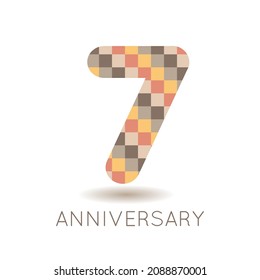 7 years anniversary celebration. Logo  on white background. Vector illustration for invitation card, celebration, greeting card, cover, label, flyer.