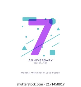 7 years anniversary celebration logo design template vector