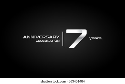 7 Years Anniversary Celebration Logo, White , Isolated on Dark  Background