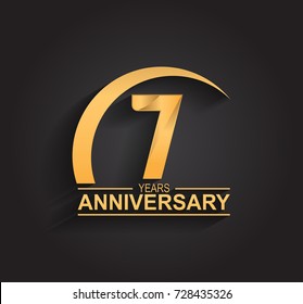 7th Anniversary Logo Gold Ribbon Template Stock Vector (Royalty Free ...