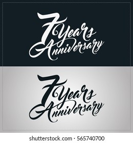 7 years anniversary celebration logotype, hand lettering