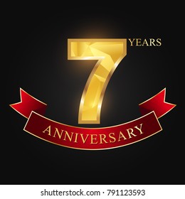 7 years anniversary celebration logotype black background.