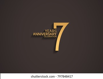 7 years anniversary celebration logotype with elegant gold color for celebration