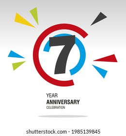 7 Years Anniversary in circle colorful modern logo icon banner white background